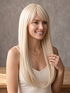 Glamvigor Hybrillia Blend Human Hair long warm blonde straight  with bangsLace Part Wig GLP086