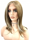 Light Ash Blonde Evenly Blended with Cool Platinum Blonde with side-sweeping  fringe synthetic wig glp035