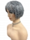 Perfect 80% black mixed 20% white Blended chin length bob with full bangs ynthetic Wig (Basic Cap) GBC024