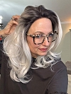 Glamvigor Hybrillia™ Blend Human Hair Ombre Silver White Wavy with side bangs  Lace Part Wig GLP047