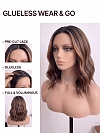 Glamvigor Hybrillia Blend Human Hair  ombre Auburn with  Blonde hights shoulder-length wavy PRE-CUT Lace Part Wig GLP079