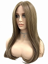 Glamvigor Hybrillia Blend Human Hair Chic Medium Brown long cascading staright Lace Part Wig GLP027