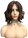 Avant-garde Warm Brown waved layered bob Synthetic Lace Part Wig GLP025