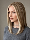 Glamvigor Hybrillia™ Blend Human Hair Light Ash Blonde Blended with Cool Platinum Blonde with side-sweeping  fringe wig glp035