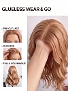 Glamvigor Hybrillia Blend Human Hair Blonde Blended mixed Golden with loose wavy side bangs PRE-CUT Lace Part Wig GLP075