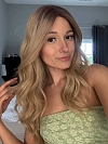 Exquisite Dark Honey Blonde ombre long layered wavy Synthetic Lace Part Wig GLP021