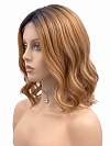 Glamvigor Hybrillia Blend Human Hair Fashion Ginger Blonde with Dark Roots Falling below the shoulders gentle wavy Lace Part Wig GLP019