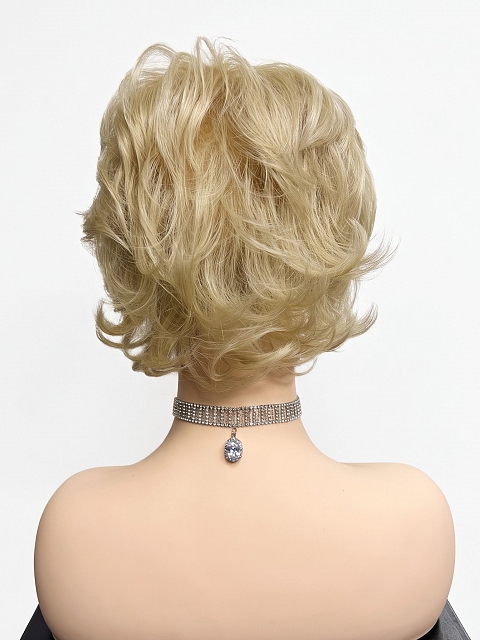 Glamvigor Hybrillia Blend Human Hair Fashion Blonde mixed Layered Wavy Short Pixie Cut  wig (Basic Cap) GBC007 