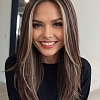 Glamvigor Hybrillia™ Blend Human Hair Beige Blonde and Auburn Blended with Medium Brown Roots  long layered glamorous  Lace SIDE Part  wig glp042