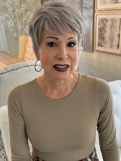 Glamvigor Hybrillia Blend Human Hair Perfect Pure Silver White and Pearl Platinum Blonde Blend short cut  Wig (Basic Cap) GBC012