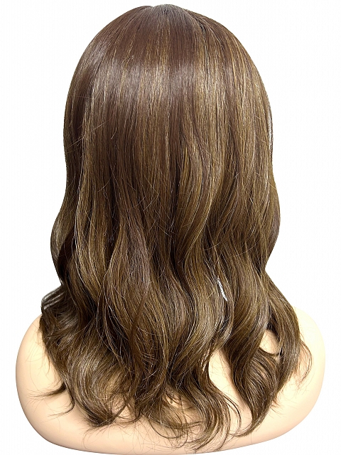 Trendsetting  Medium Brown layered wavy  Synthetic Lace Part Wig GLP024