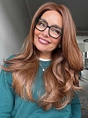 Glamvigor Hybrillia™ Blend Human Hair Ginger copper with light copper highlights long cascading style Lace Part Wig GLP058