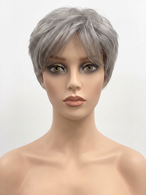 Glamvigor Hybrillia Blend Human Hair Perfect Pure Silver White and Pearl Platinum Blonde Blend short cut  Wig (Basic Cap) GBC012