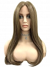 Chic Medium Brown long cascading staright Synthetic Lace Part Wig GLP027