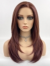 Hybrillia™ Blend Human Hair Dark Auburn Blend with Dark Brown  long layered  PRE-CUT Lace Part  Wig GLP071