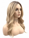 Glamvigor Hybrillia Blend Human Hair Exquisite Dark Honey Blonde ombre long layered wavy Lace Part Wig GLP021
