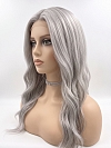 Glamvigor Hybrillia Blend Human Hair Exquisite grey wavy long-length  Lace Part Wig GLP013