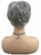 Light Gray with 20% Medium Brown Evenly Blended with Pure White short, barely waved layered  Synthetic Wig (Basic Cap) GBC022