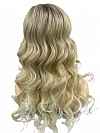 Glamvigor Hybrillia™ Blend Human Hair Milkshake Blonde ombre long layered wavy with Bangs Synthetic Wig (Basic Cap) GBC025