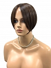 Chic dark Brown with medium brown Highlights Short Bob Synthetic Mono Part Wig GMP001