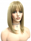 Trendy Ash Blonde mid-length with full wispy bangs Synthetic Lace Part Wig glp034