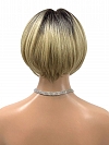 Brown Roots layered on top of Light Blonde short bob Synthetic Wig (Basic Cap) GBC008