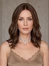 Glamvigor Hybrillia™ Blend Human Hair Trendsetting  Medium Brown layered wavy  Lace Part Wig GLP024
