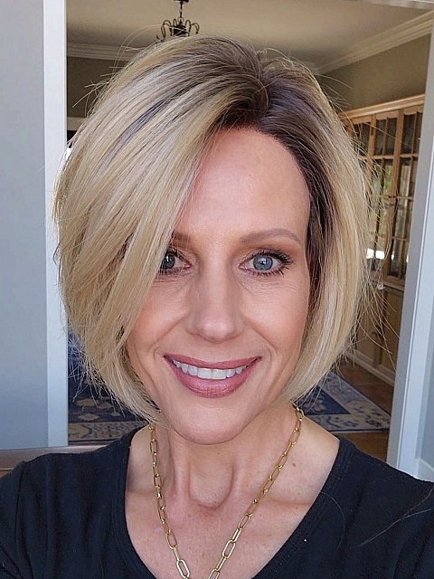 Glamvigor Hybrillia™ Blend Human Hair Beautiful Brown Roots Ombre Light Blonde short pixie bob Mono Top wig GMT004