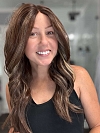 Gorgeous Brown with Light Honey Blonde Highlights and Dark Roots long bouncy barrel wavy  Synthetic Lace Part Wig GLP015