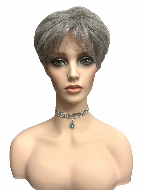 Perfect Pure Silver White and Pearl Platinum Blonde Blend short  cut with layers Synthetic Wig (Basic Cap) GBC012