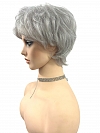 Glamvigor Hybrillia™ Blend Human Hair Light Gray with 20% Medium Brown Evenly Blended with Pure White short, barely waved layered  Wig (Basic Cap) GBC022
