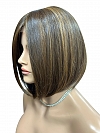Stunning Medium Brown With Ginger Red Highlights medium bob haircut Synthetic Mono TOP Wig GMT005
