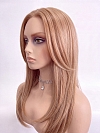 Glamvigor Hybrillia™ Blend Human Hair Auburn Blended mixed Beige Blonde with side bangs  PRE-CUT Lace Part Wig GLP072