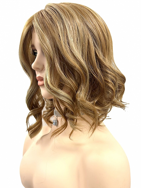 Exquisite Blonde shoulder-length wavy Synthetic Lace Part Wig GLP029