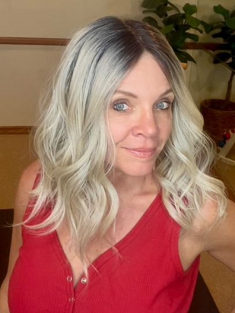 Elegant cool Blonde Ombre Wavy Synthetic Lace Part Wig GLP001