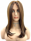 Captivating  Warm Medium Brown Evenly Blended with Medium Golden Blonde Long Straight Synthetic Lace Part Wig GLP023