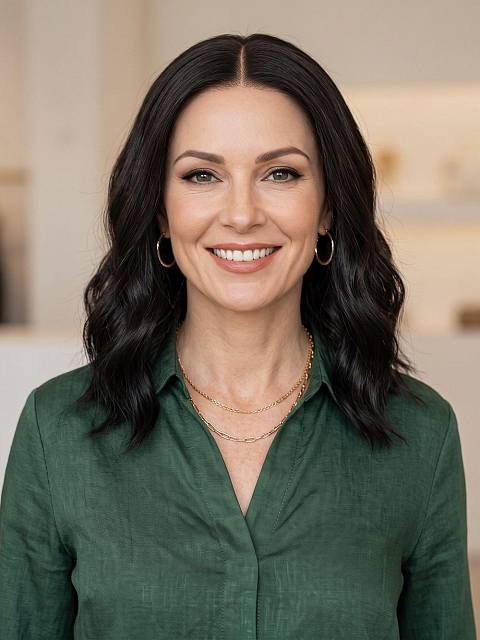 Glamvigor Hybrillia Blend Human Hair  black shoulder-length wavy PRE-CUT Lace Part Wig GLP080