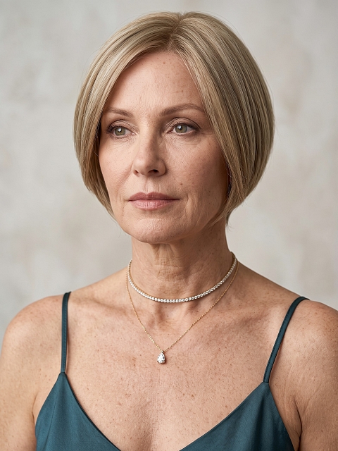 Glamvigor Hybrillia Blend Human Hair Fabulous  edgy Light Ash Blonde short  bob  Mono TOP Wig GMT006