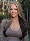 Warm Brown mixed Blonde long straight Synthetic Lace Part Wig GLP002