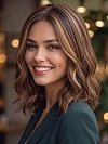 Glamvigor Hybrillia Blend Human Hair Gorgeous Warm Medium Brown with Ginger Blonde  long wavy bob Lace Part Wig GLP020