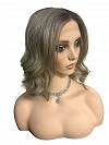 Glamvigor Hybrillia™ Blend Human Hair  Light Natural Blonde Blend with dark roots shoulder-length wavy Lace Part Wig GLP068