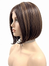 Glamvigor Hybrillia Blend Human Hair Radiant  Dark Brown with Blonde Highlights bob style Mono TOP Wig GMT007