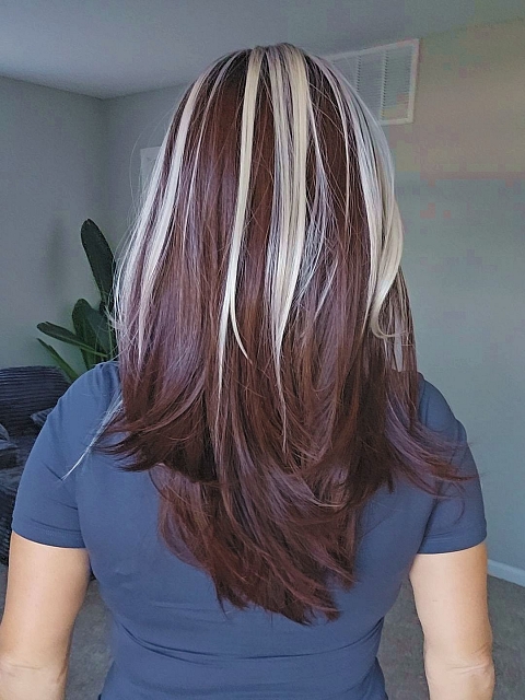 Glamvigor Hybrillia™ Blend Human Hair Dark red-brown mix white blonde  Straight Lace Part Wig GLP054