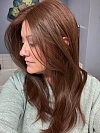 Soft dark brown long layered straight Synthetic Lace Part Wig GLP005