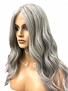 Exquisite grey wavy long-length  Synthetic Lace Part Wig GLP013