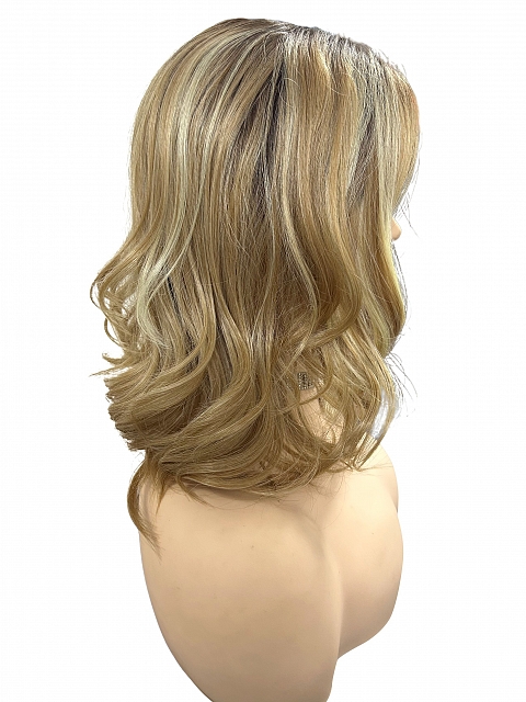 Glamvigor Hybrillia™ Blend Human Hair Brown Sugar Blonde  soft  undone waves  short bob Synthetic Lace Part Wig GLP057