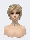 Glamvigor Hybrillia Blend Human Hair Fashion Blonde mixed Layered Wavy Short Pixie Cut  wig (Basic Cap) GBC007 