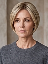 Glamvigor Hybrillia™ Blend Human Hair Light Ash Blonde Evenly Blended with Cool Platinum Blonde with Dark Roots multi-layered crop Wig (Basic Cap) GBC019