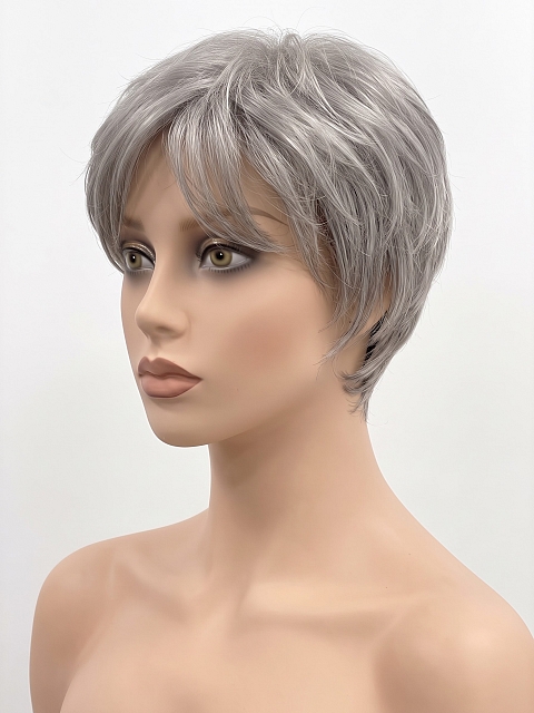 Glamvigor Hybrillia Blend Human Hair Perfect Pure Silver White and Pearl Platinum Blonde Blend short cut  Wig (Basic Cap) GBC012