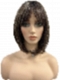 Natural soft brunette with highlights shoulder-length bob  with bangs synthetic Lace Part  wig glp038